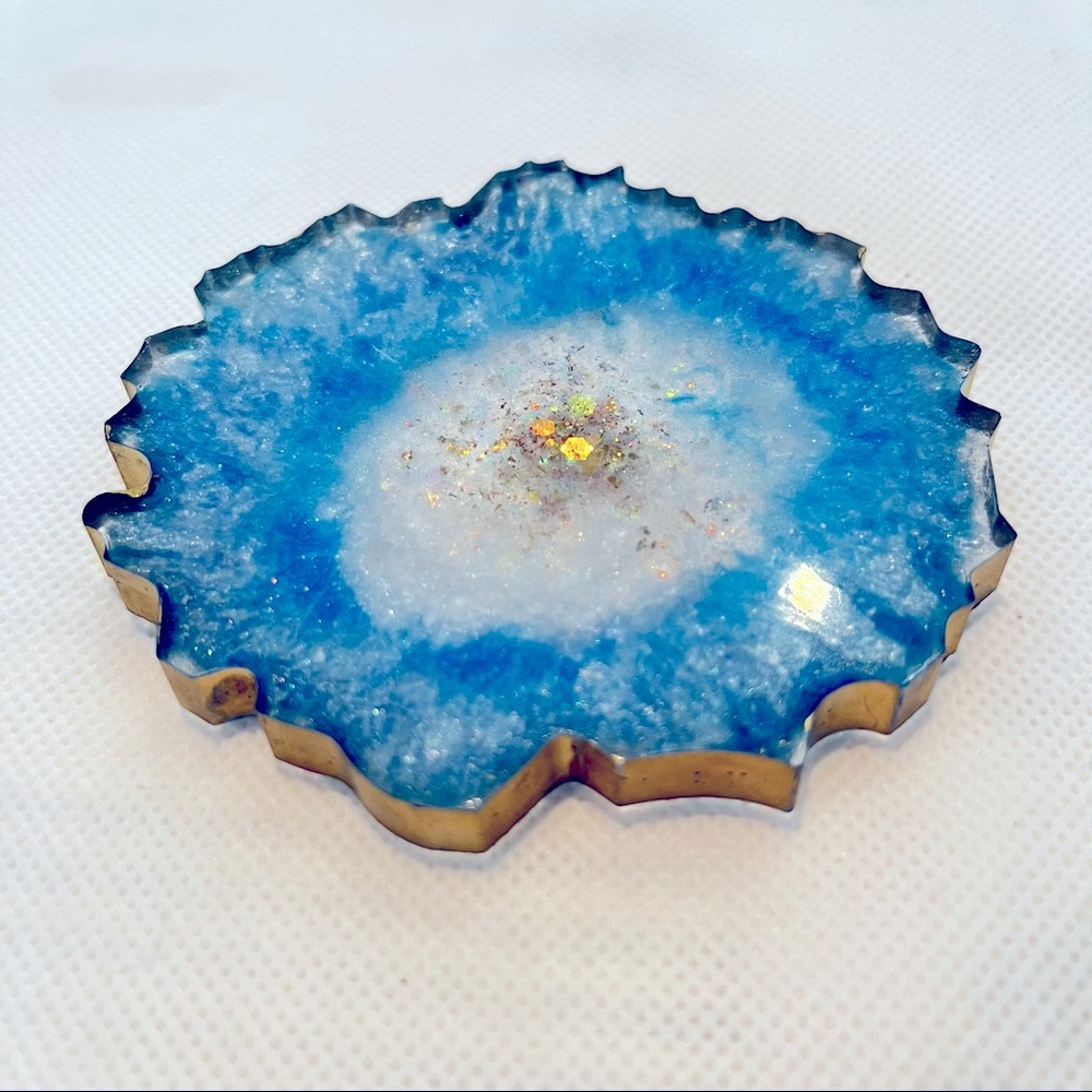COPY - Blue/gold glitter coaster